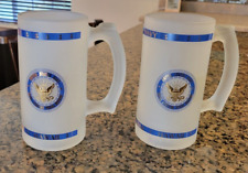 Pearl Harbor US Navy Beer Mugs Frosted Glass Stein Lot of 2 US Military NEW RARE picture