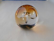 Cathness Wise Owl Paperweight W22893 Small Etched Control Bubble Amber picture