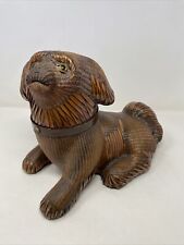 RARE Vintage Mid Century Shanghai Handicrafts lacquer Wicker Shih Tzu dog picture