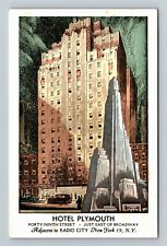 New York City NY, Hotel Plymouth, Advertising, Vintage Postcard picture