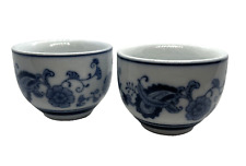 Pier 1 Set of 2 Porcelain Hand Painted Tea Cups Blue and White China picture