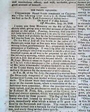 Nauvoo ILLINOIS MORMON WAR Ending & John D. Sloat in California 1846 Newspaper picture