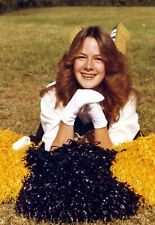 Vintage Teen Girl Cheerleader with Pom, Poms  Very Cute 1970's-Original Snapshot picture