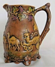 Victorian Pitcher Antique Drabware Leeds Yorkshires England Camel Elephant Grape picture