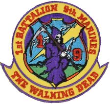 USMC 1ST FIRST BN BATTALION 9TH NINETH MARINES THE WALKING DEAD PATCH VET 1/9 picture