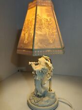 ANGEL BASE LAMP- Hexagon Lithophane Shade w/ Angel Each Panel Color Shading EUC picture