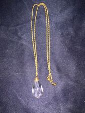 Kenneth Jay LANE KJL Natural Crystal Stone Pendant Necklace  30” Vintage picture