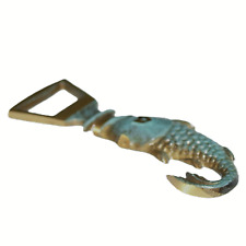 Vintage brass fish bottle opener mid-century made in Israel unique nautical picture