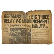 May 7 1945 Germans Quit Eugene Register -Guard Vintage Newspaper WWII Ephemera picture
