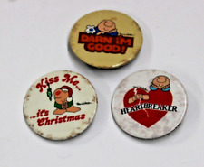 Lot of 3 Vintage 1980s ZIGGY Pin Back Buttons its Christmas Heartbreaker Darn Im picture