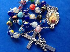 Custom Millefiori St Therese Saint Lil Flower CRUCIFIX 25 Bead Handmade Rosary picture