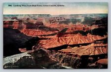 Fred Harvey Looking West from Hopi Point Grand Canyon Vintage Unposted Postcard picture