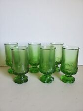 1970's Tiffin Franciscan Madeira Green Footed Goblets Set of 6 picture