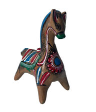Vintage Mexican Hand Painted Clay Pottery Horse Pony Bank, Repaired, Home Decor picture