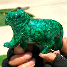 245G Natural glossy Malachite Crystal Handcarved lion mineral sample picture