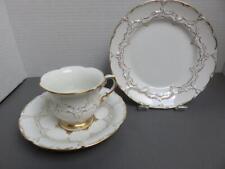 vtg Meissen MSS167 (GERMANY) trio cup saucer dessert plate gold white 373a27 picture