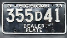 Michigan State 1979 Dealer License Plate  355D41 Black White Expired picture