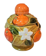 Vintage 70's SUGAR BOWL with LID Orange Spice Flower 4.5