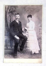 1880s 1890s Victorian Wedding Couple Photo Cabinet Card Woodstock Illinois picture