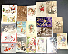 Lot Of 19 Antique Vintage Early 1900s Christmas Holiday Santa Postcards Ephemera picture