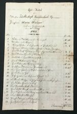 Antique Pennsylvania Dutch Epehmera  Handwritten NVENTORY OF WEDDING GIFTS  1833 picture