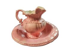 Vintage Arnels Ceramic Water Pitcher With Wash Basin Set 1970s Pink Small picture