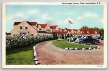 Manchester New Hampshire~Manchester Country Club~Vintage Autos~1945 Linen PC picture
