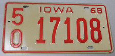 1968 Iowa passenger car license plate picture