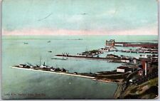 1908 Lake Erie Harbor View Erie Pennsylvania PA Pier Buildings Posted Postcard picture