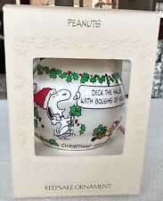Vintage 1981 Peanuts Snoopy Satin Christmas Ball Ornament Deck the Halls picture