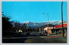 San Gorgonio Ave. Looking North Beautiful Mountains BANNING CA VINTAGE Postcard picture