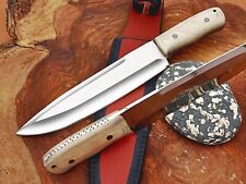 D2 Steel Custom Made High Polish Full Tang Hunting Tactical Bowie Knife Micarta picture