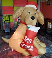 Gemmy 5ft Airblown Inflatable Dog RETIRED RARE Christmas Stocking 2010 Light Up picture