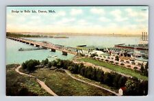 Detroit MI-Michigan, Aerial Bridge To Belle Isle, Antique, Vintage Postcard picture