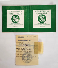 Boat Vessel  California - NOS - DMV Issued  Sticker & Reg Card 1969 - 1971 picture
