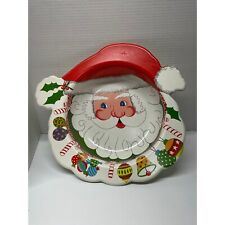 Vintage Ullman Plastic Santa Clause Face Serving Bowl 14” Chip Dip Candy Dish picture