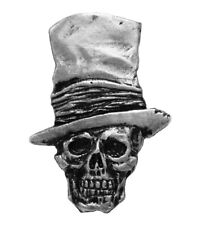 Stovepipe Skull Top Hat JACKET VEST PEWTER  MC  BIKER PIN  [1.5 inch tall] picture