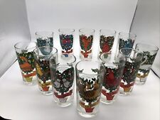 Box Set Vintage MCM Glassware by Brockway 12 Days of Christmas Drinking Glasses  picture