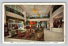 Chicago IL-Illinois, Hotel Atlantic Lobby, Advertising, Vintage c1933 Postcard picture