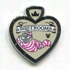 Disney Pins Cheshire Cat Restrooms Bathroom Signs Hidden Mickey COMPLETER Pin picture