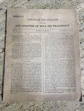 Chronicle & Bulletin Of Zeta Psi Fraternity (Chi Chapter) - Oct. 31, 1900 RARE picture