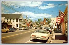 c1970s~Wolfeboro New Hampshire NH~Main Street~Downtown~Vintage 70s Postcard picture