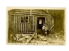 Gave brownie away- Cabin pet dog vintage antique RPPC Real photo animal postcard picture