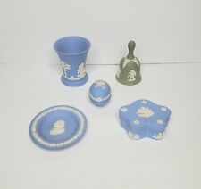 Lot of 5 Wedgwood Jasperware Pieces - Trinket Box, Bell, Egg, Cup, Plate picture