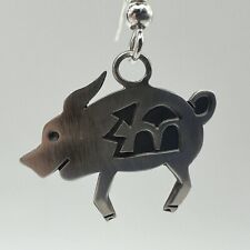 Navajo Sterling Silver Pig Dangle Earrings Native American Jewelry New picture