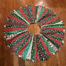 Vintage Handmade Christmas Tree Skirt 54” Across 1970s 1980s Triangle Points picture