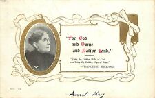 Temperance Postcard Frances Willard For God and Home & Native Land 112 Embossed picture