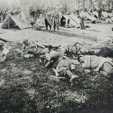 Camp French Artillerymen WWI Mitrailleurs Trench Warfare War Men Stereoview H350 picture