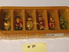 VTG Blown Glass Hand Painted Christmas Ornaments Set of 6 picture