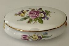 Vintage Limoges France Porcelain Floral Oval  5.5” Trinket Box & Lid  picture